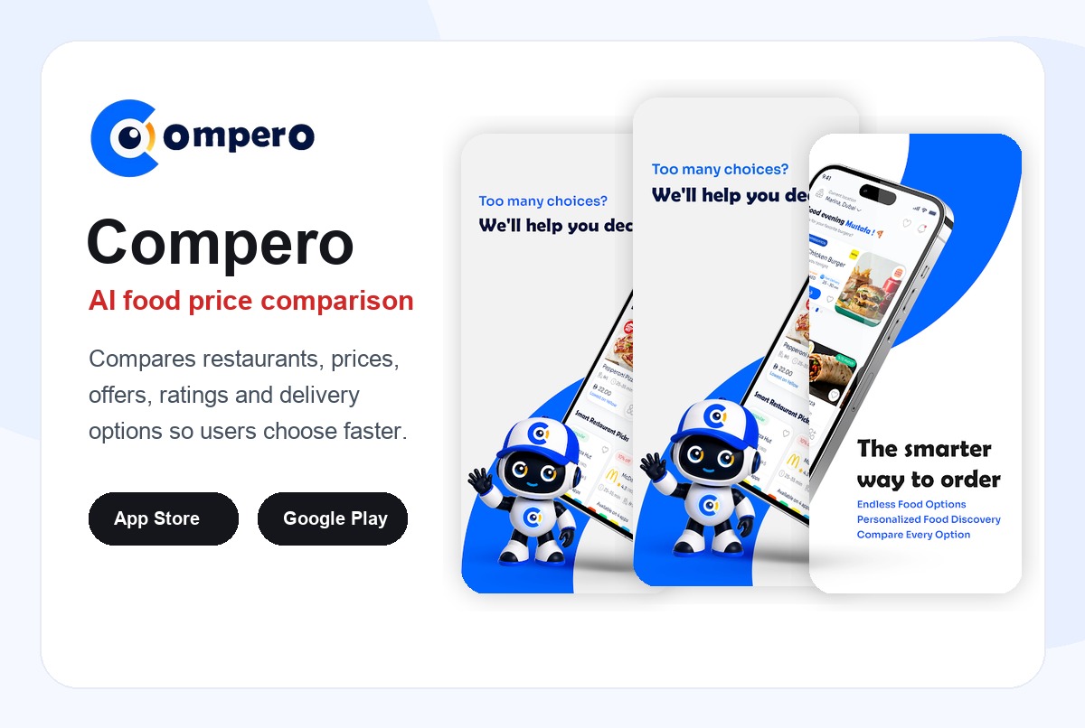 Compero AI food price comparison app screenshots